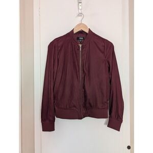 a.n.a. Shimmery Burgundy Velvet‎ Bomber Jacket Size S Casual Athleisure Light